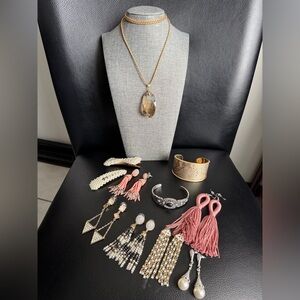 Elegant Gold and Pink Jewelry Set